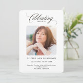 Elegant Script Photo Memorial Orde van Service Programmakaart (Staand voorkant)