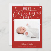 Elegant Script Photo met Kerstmis Aankondiging (Voorkant)