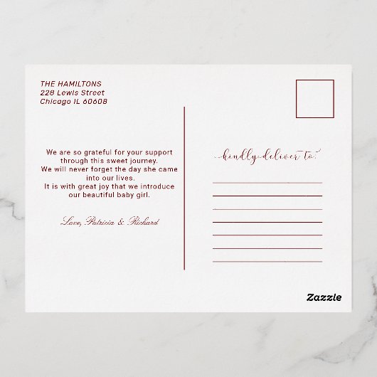 Elegant Script Photo met Kerstmis Aankondiging (Achterkant)