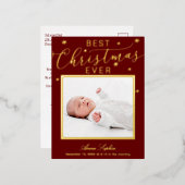 Elegant Script Photo met Kerstmis Aankondiging (Voorkant / Achterkant)