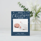 Elegant Script Photo met Kerstmis Aankondiging (Staand voorkant)