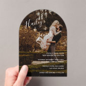 Elegant Script Photo Modern Wedding Acryl Uitnodigingen (Insitu (Draagbaar))