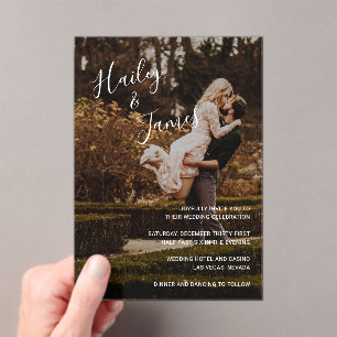 Elegant Script Photo Modern Wedding Acryl Uitnodigingen