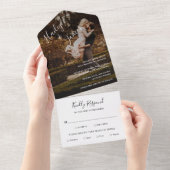 Elegant Script Photo Modern Wedding All In One Uitnodiging (Afscheurbaar)