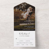 Elegant Script Photo Modern Wedding All In One Uitnodiging (Binnen)