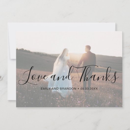 Elegant Script Photo Modern Wedding Bedankkaart (Voorkant)