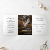 Elegant Script Photo Modern Wedding Drieluik Uitnodiging (Binnen)