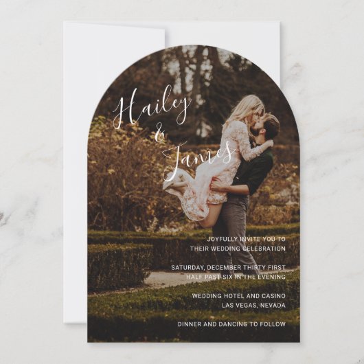 Elegant Script Photo Modern Wedding Kaart (Voorkant)