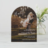 Elegant Script Photo Modern Wedding Kaart (Staand voorkant)