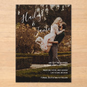 Elegant Script Photo Modern Wedding Sla de datum o Acryl Uitnodigingen (Voorkant)