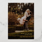 Elegant Script Photo Modern Wedding Sla de datum o Folie Uitnodiging (Voorkant)