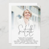 Elegant Script Photo Overlay 60th Birthday Kaart (Voorkant / Achterkant)