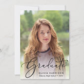 Elegant Script Photo Overlay Afstuderen Aankondiging (Voorkant)