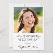 Elegant Script Photo Overlay Afstuderen Bedankkaart (Achterkant)