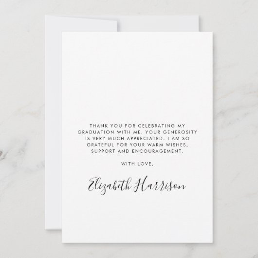 Elegant Script Photo Overlay Afstuderen Bedankkaart (Achterkant)