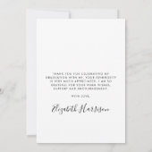 Elegant Script Photo Overlay Afstuderen Bedankkaart (Achterkant)