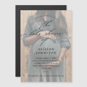 Elegant Script Photo Overlay Baby shower Magnetische Uitnodiging (Voorkant / Achterkant)