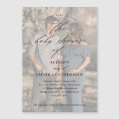 Elegant Script Photo Overlay Baby shower Magnetische Uitnodiging (Voorkant)