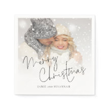 Elegant Script Photo Overlay Names Merry Kerstry