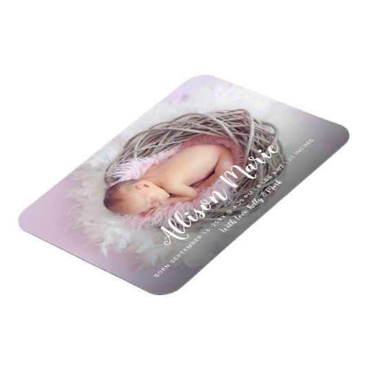 Elegant Script Photo Overlay New Baby Modern Magneet (Linkerzijde)