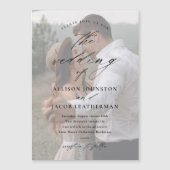 Elegant Script Photo Overlay Wedding Magnetische Uitnodiging (Voorkant)