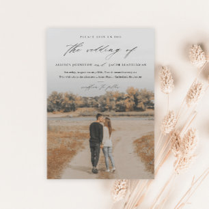 Elegant Script Photo Overlay Wedding Magnetische Uitnodiging