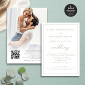 Elegant Script Photo QR Code Weddenschap Kaart