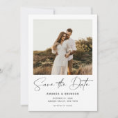 Elegant Script Photo QR Code Wedding Save the Date (Voorkant)