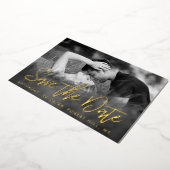 Elegant Script Photo Save the Date Real Folie Uitnodiging (Gedraaid)