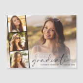 Elegant Script Photo Strip Afstuderen Magnetische Uitnodiging (Voorkant)