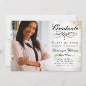 Elegant Script Photo Virtual Graduparty Kaart (Voorkant)