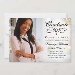 Elegant Script Photo Virtual Graduparty Kaart