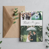 Elegant Script Photo Weddenschap Bedankt