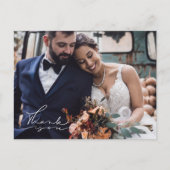 Elegant Script Photo Weddenschap Bedankt Briefkaart (Voorkant)