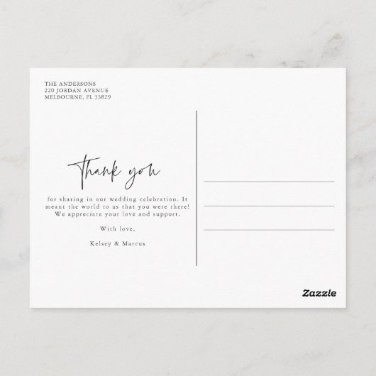 Elegant Script Photo Weddenschap Bedankt Briefkaart (Achterkant)