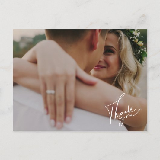 Elegant Script Photo Weddenschap Bedankt Briefkaart (Voorkant)