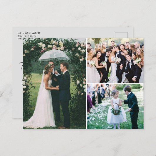 Elegant Script Photo Weddenschap Bedankt Briefkaart (Voorkant / Achterkant)