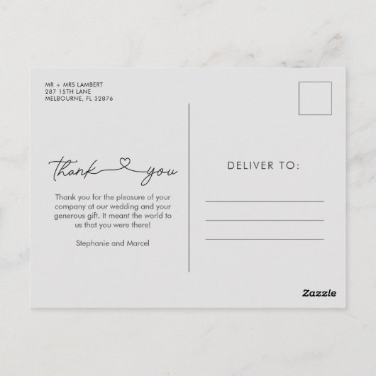 Elegant Script Photo Weddenschap Bedankt Briefkaart (Achterkant)