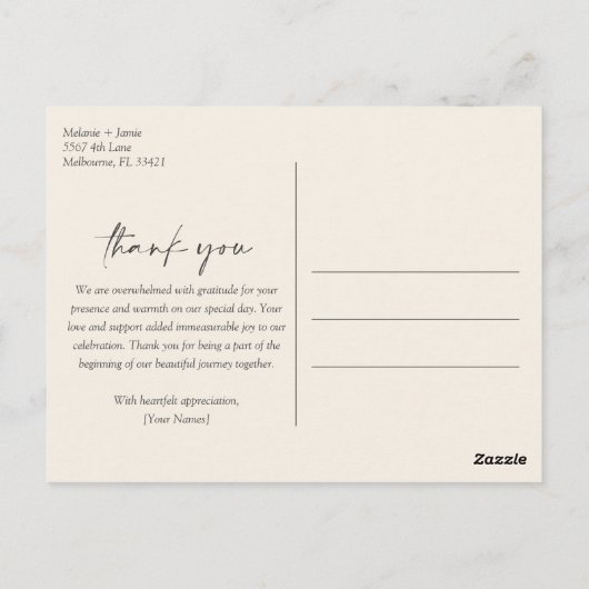 Elegant Script Photo Weddenschap Bedankt Briefkaart (Achterkant)