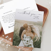 Elegant Script Photo Weddenschap Bedankt Briefkaart