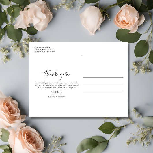 Elegant Script Photo Weddenschap Bedankt Briefkaart
