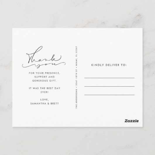 Elegant Script Photo Weddenschap Bedankt Briefkaart (Achterkant)