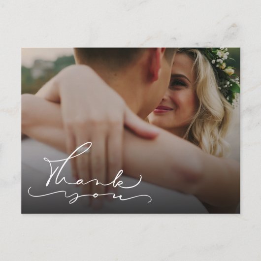Elegant Script Photo Weddenschap Bedankt Briefkaart (Voorkant)