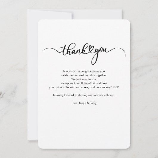 Elegant Script Photo Weddenschap Bedankt Notitiekaartje (Achterkant)