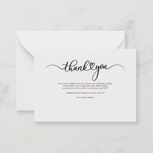Elegant Script Photo Weddenschap Bedankt Notitiekaartje (Achterkant)