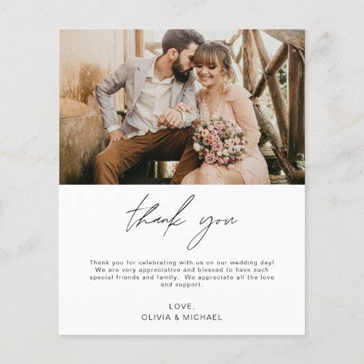 Elegant Script Photo Weddenschap Hartelijk dank (Achterkant)