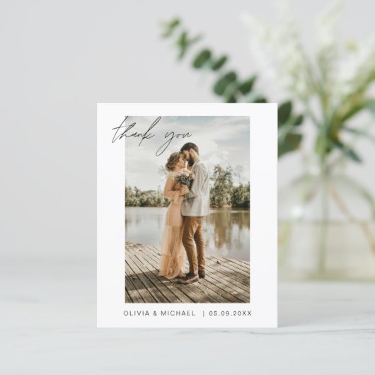 Elegant Script Photo Weddenschap Hartelijk dank (Staand voorkant)