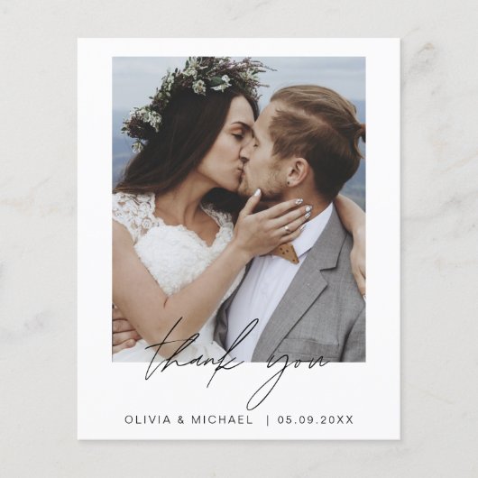 Elegant Script Photo Weddenschap Hartelijk dank (Voorkant)
