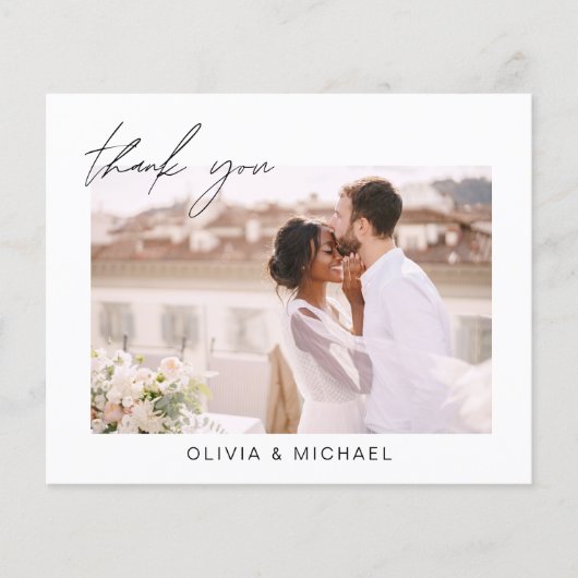 Elegant Script Photo Weddenschap Hartelijk dank (Voorkant)