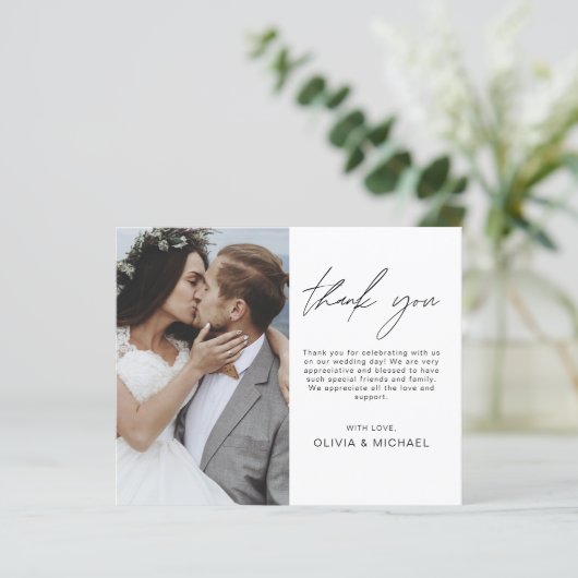 Elegant Script Photo Weddenschap Hartelijk dank (Staand voorkant)